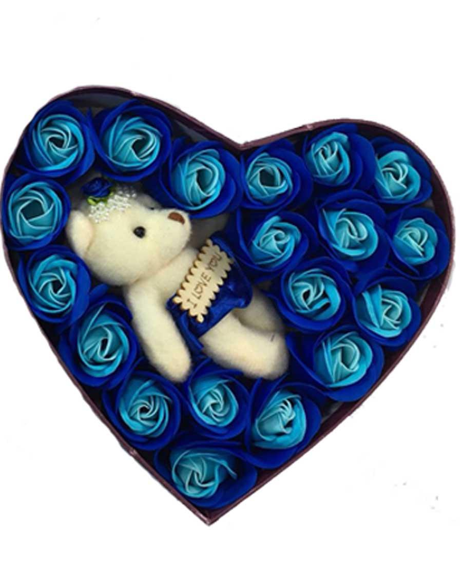 Osito Con Rosas Color Azul Para El 14 De Febrero